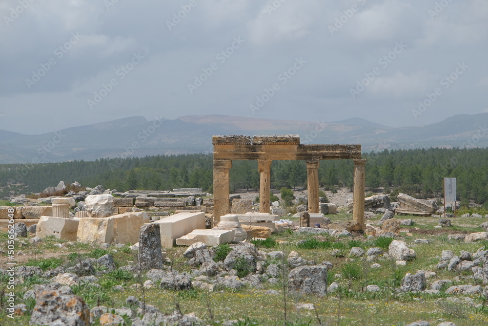 Ancient ruins of greek city in Turkey. The ruins at Blaundus roman columns in blaundus 