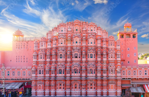 Pink palace Hawa Mahal, Jaipur, India, beautiful sunset view