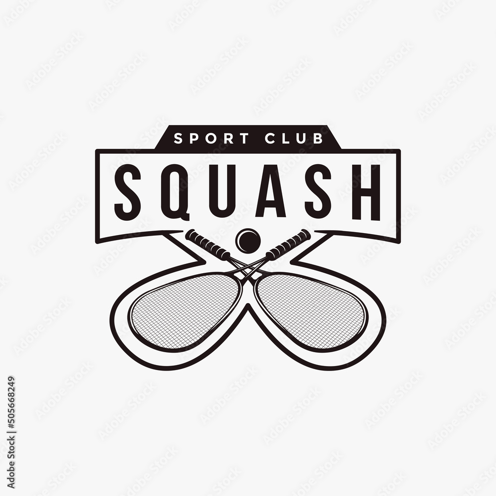 Vintage badge emblem Squash club, squash tournament, squash logo