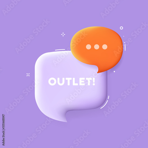 Outlet. Speech bubble with Outlet text. 3d illustration. Pop art style. Vector line icon for Business and Advertising