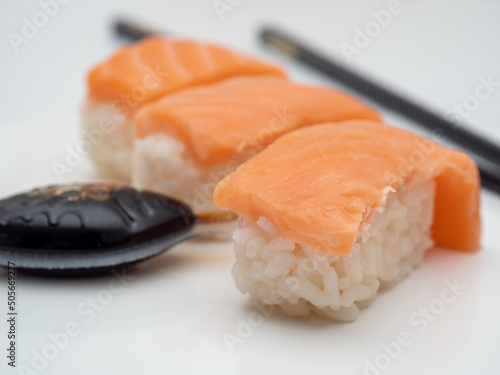 sushi on a white background. Asian cuisine.