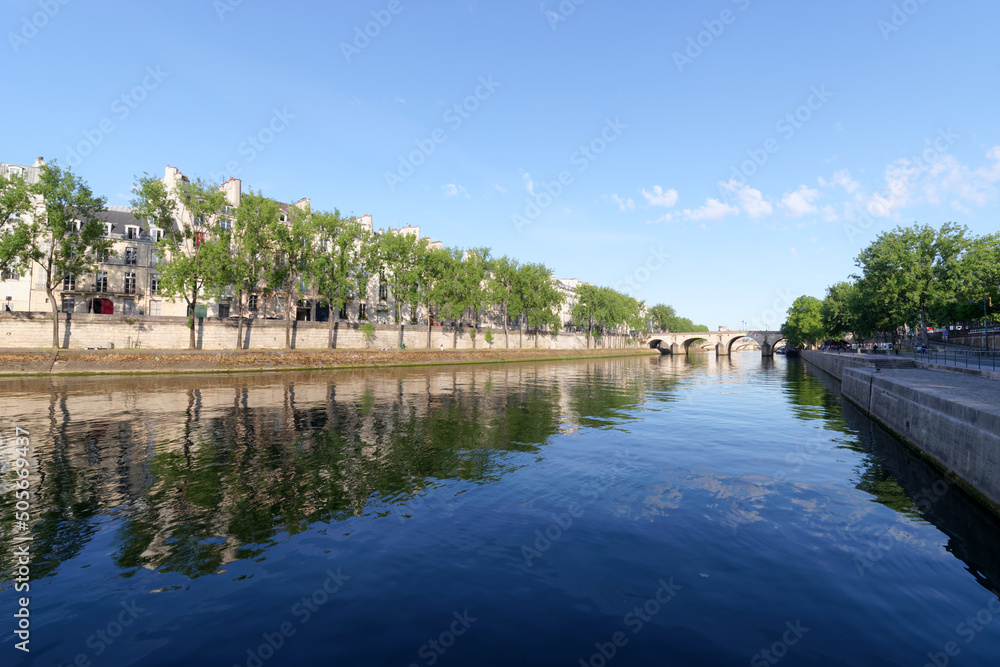 Seine river and Saint-Louis island in Paris city
