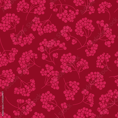 seamless pattern with viburnum, guelder rose repeat pattern, vector illustration