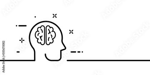 Intellection line icon. Man, head, brain, thought, new idea, opinion, decision. Thinking concept. One line style. Vector line icon for Business and Advertising