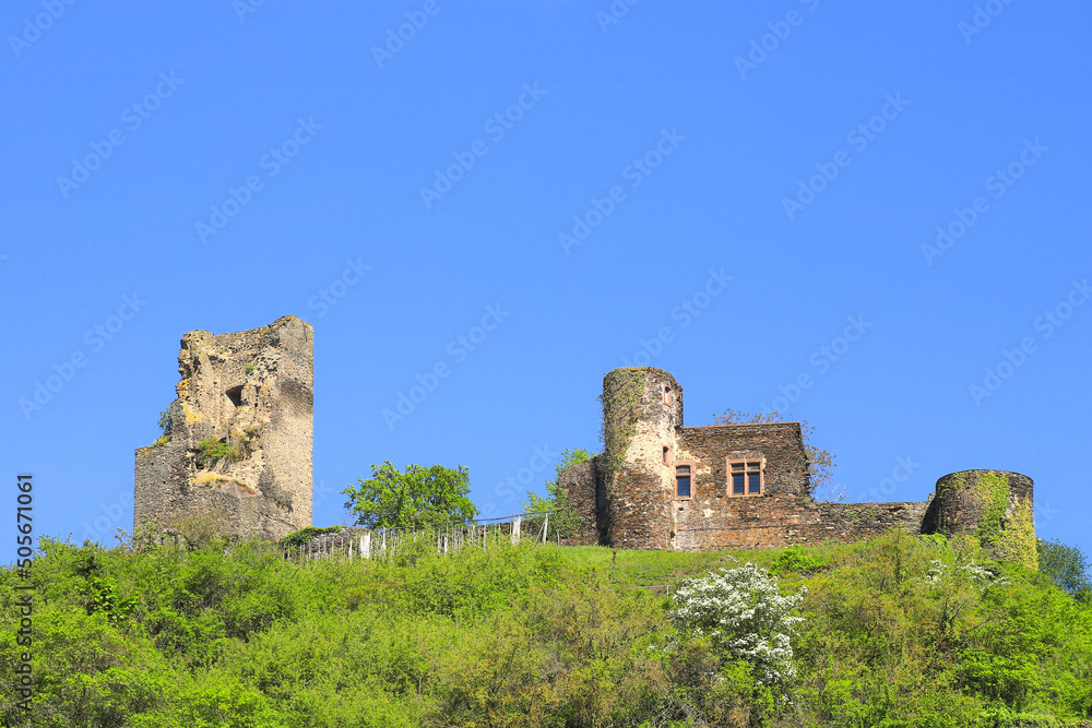 Coraidelstein castle ruins (Schloss Klotten), Moselle valley, Germany 