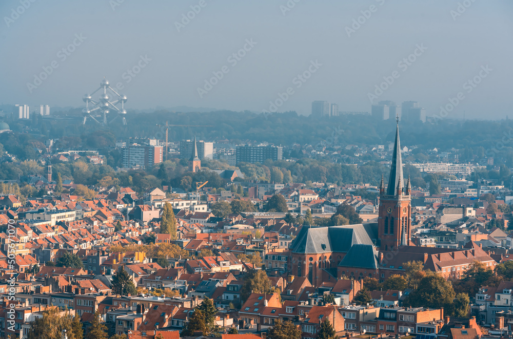 Ταπετσαρία Koekelberg, Brussels Capital Region , Belgium,  Panoramic view over Brussels on