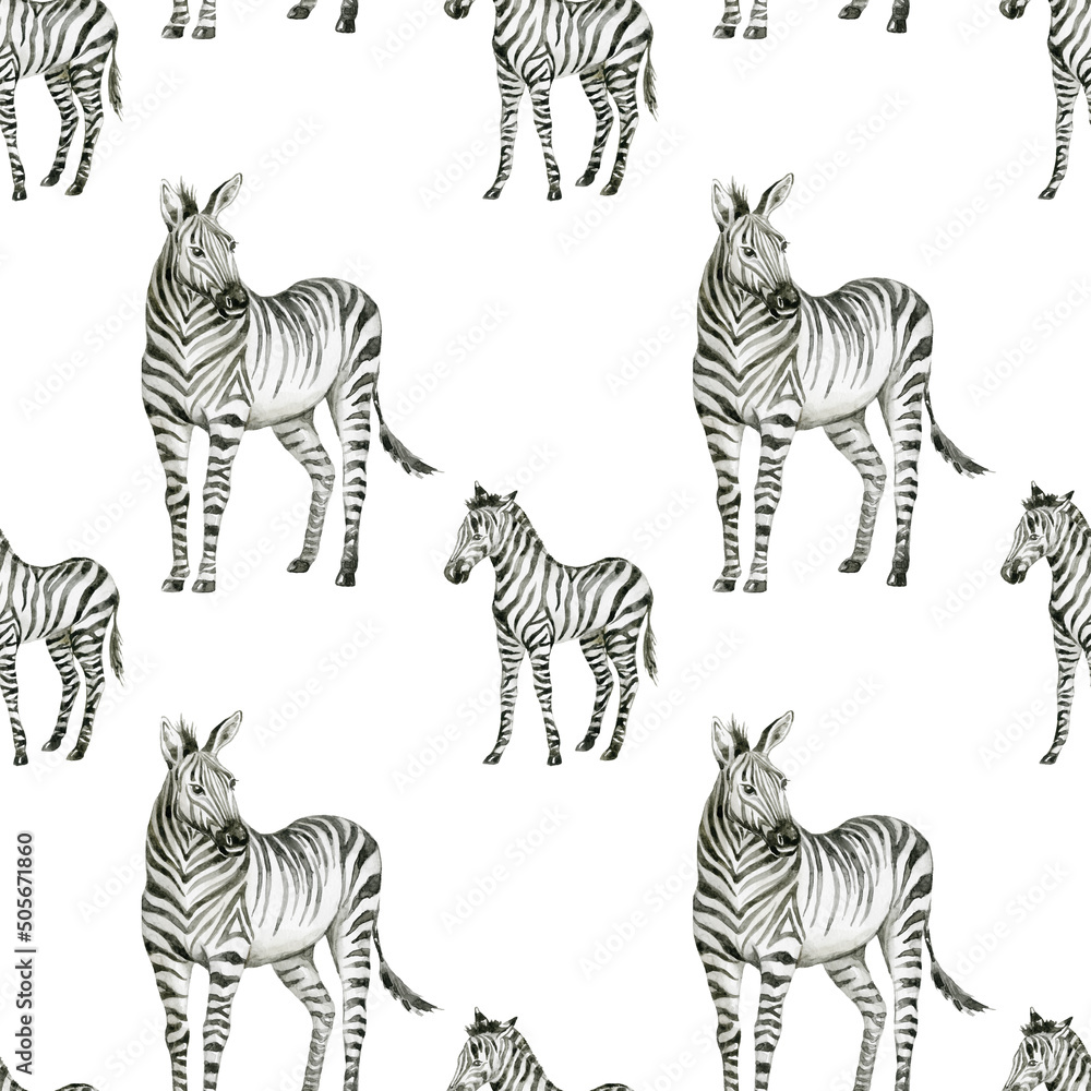 Tropical seamless Pattern with Zebra. Tropical seamless Pattern with Zebra.