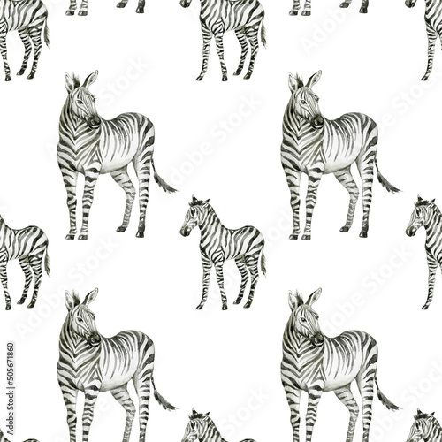 Tropical seamless Pattern with Zebra.