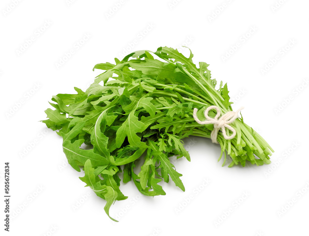 Fresh arugula or rucola bunch isolated on white background Fresh arugula or rucola bunch isolated on white background