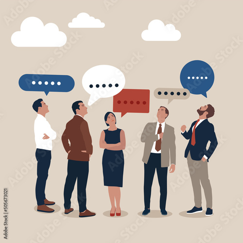 Vector of Business Social Network with Speech Bubbles.