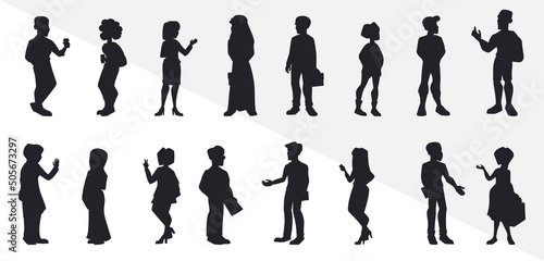 Characters-chatting-Silhouettes-Vector