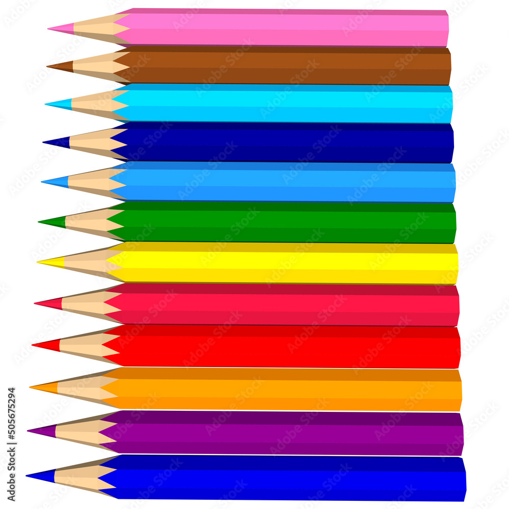 variation of colourful row of pencil with white background 3d rendering variation of colourful row of pencil with white background 3d rendering