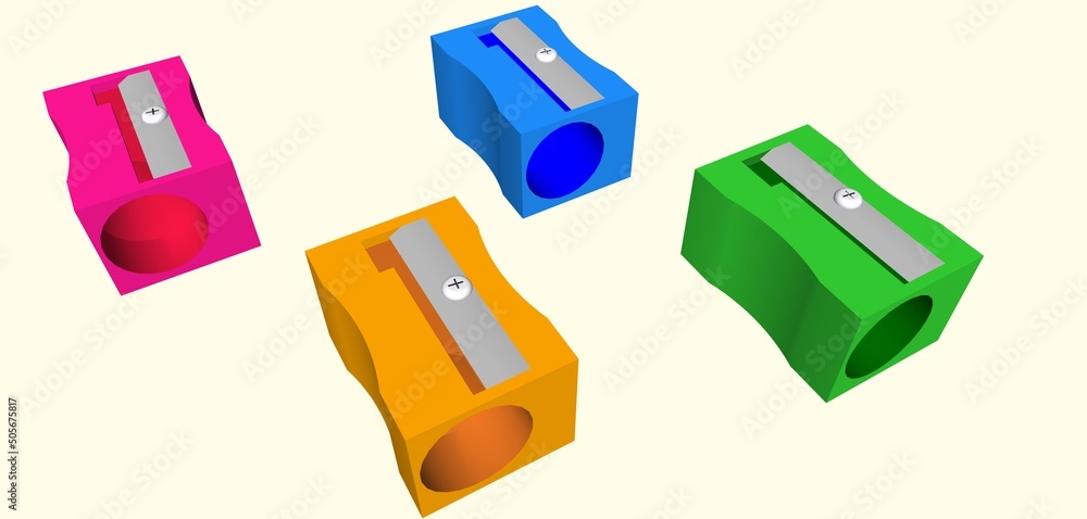 Obraz premium sharpen pencil with pink yellow blur green colour 3d rendering