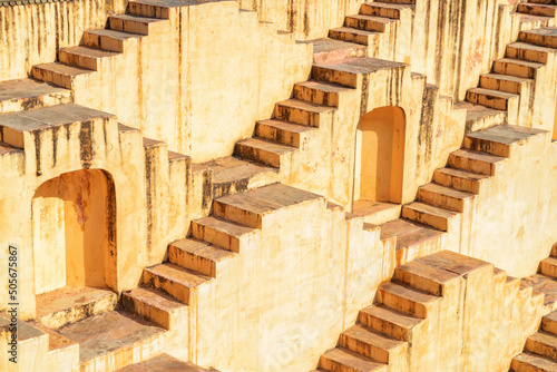 Scenic view of steps and niches, Panna Meena ka Kund photo