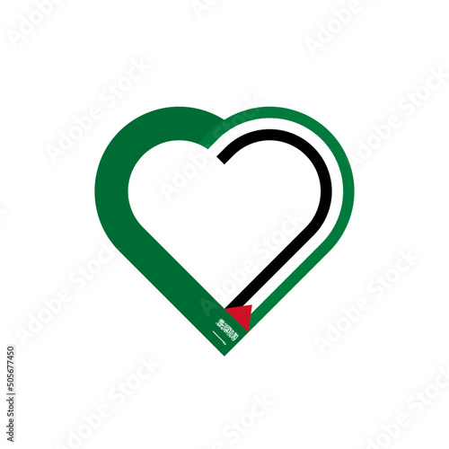 unity concept. heart ribbon icon of saudi arabia and palestine flags. vector illustration isolated on white background