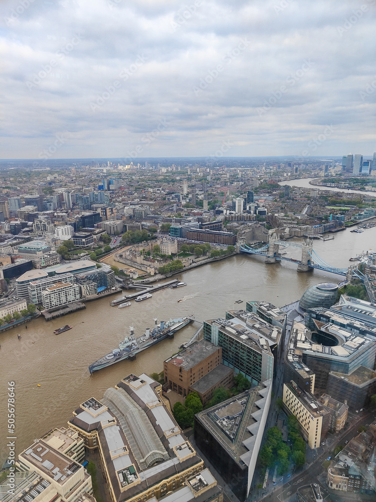 Aerial skyline view of London