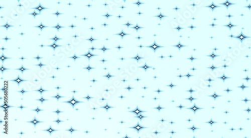 White bluish stars and light blue background. Random star pattern design. Usable as background, wallpaper, template or surface.