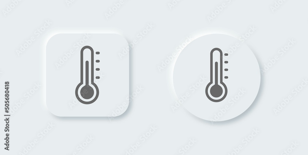 Thermometer icon collection in neomorphism design style. 3d temperature symbol. Thermometer icon collection in neomorphism design style. 3d temperature symbol.