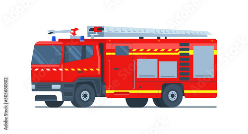 Fire engine isolated. Vector illustration.