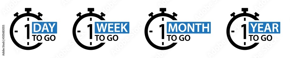 Obraz na płótnie 1 day, 1 week, 1 month, 1 year to go icon, Vector illustration