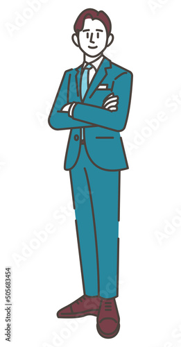Male businessperson standing with arms crossed [Vector illustration]