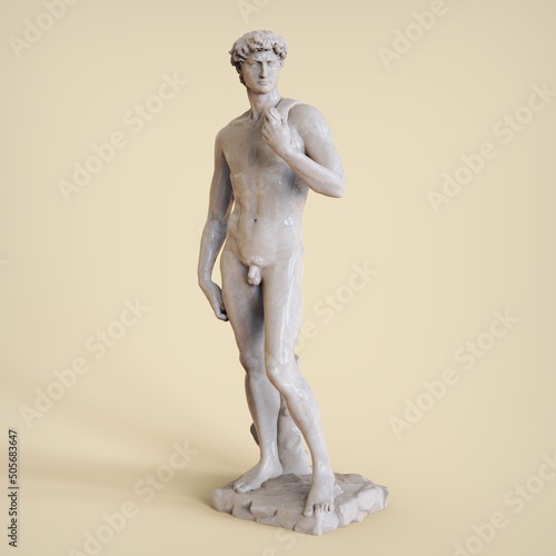 Statue of David from Florence. 3D illustration of Statue of David sculpture