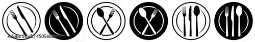 Photographie Set of knife, fork, spoon and plate icons
