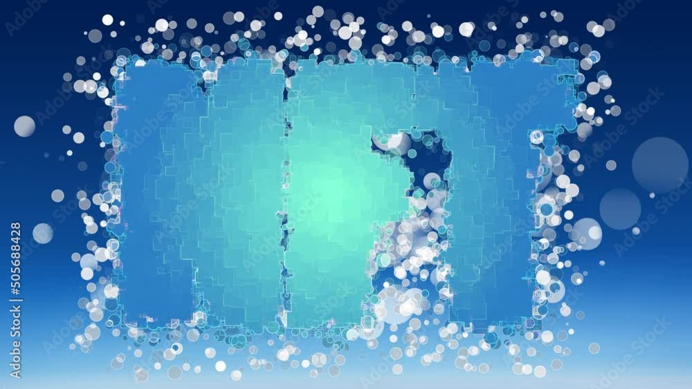 Digital animation of nft text banner over white spots of light against blue background Digital animation of nft text banner over white spots of light against blue background