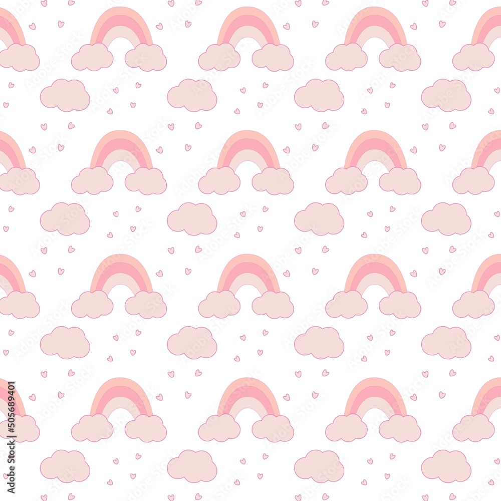 cute pattern for children's designs. depicted rainbows, clouds and hearts. cute pattern for children's designs. depicted rainbows, clouds and hearts.