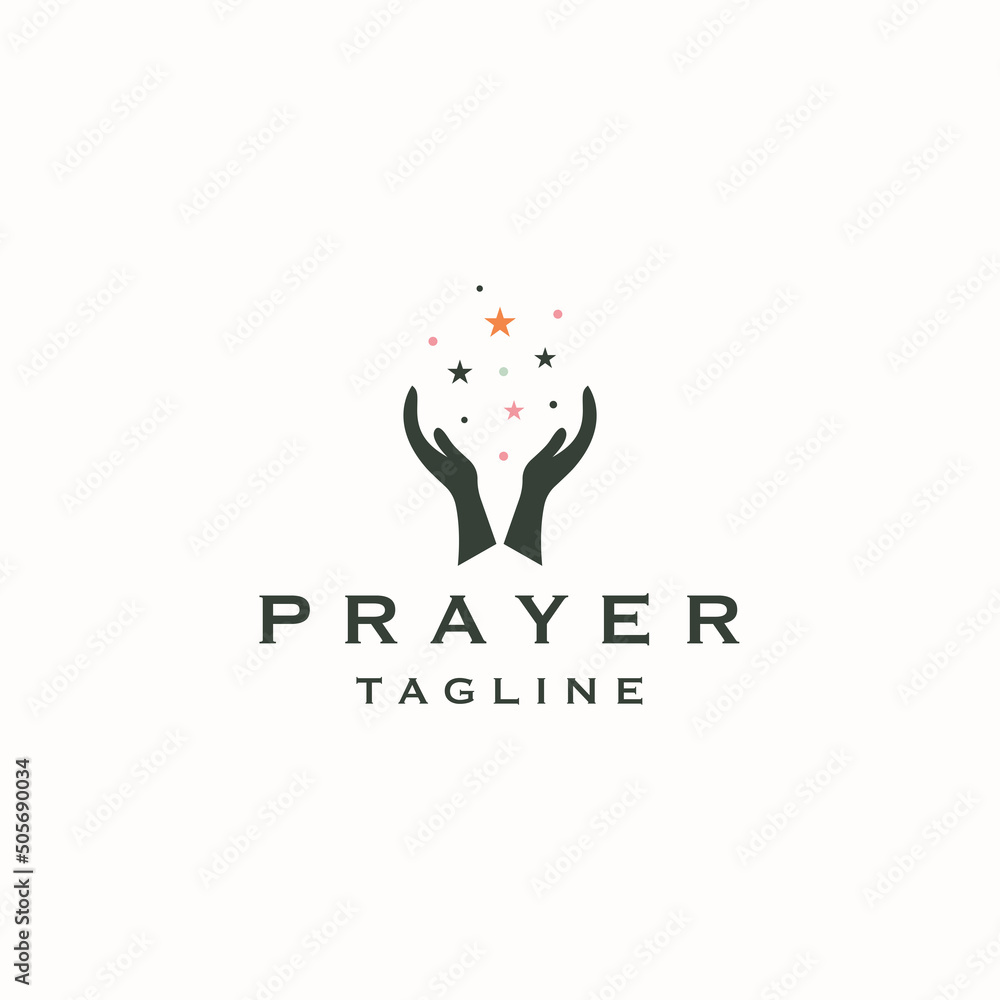 Hand praying logo icon design template flat vector Hand praying logo icon design template flat vector