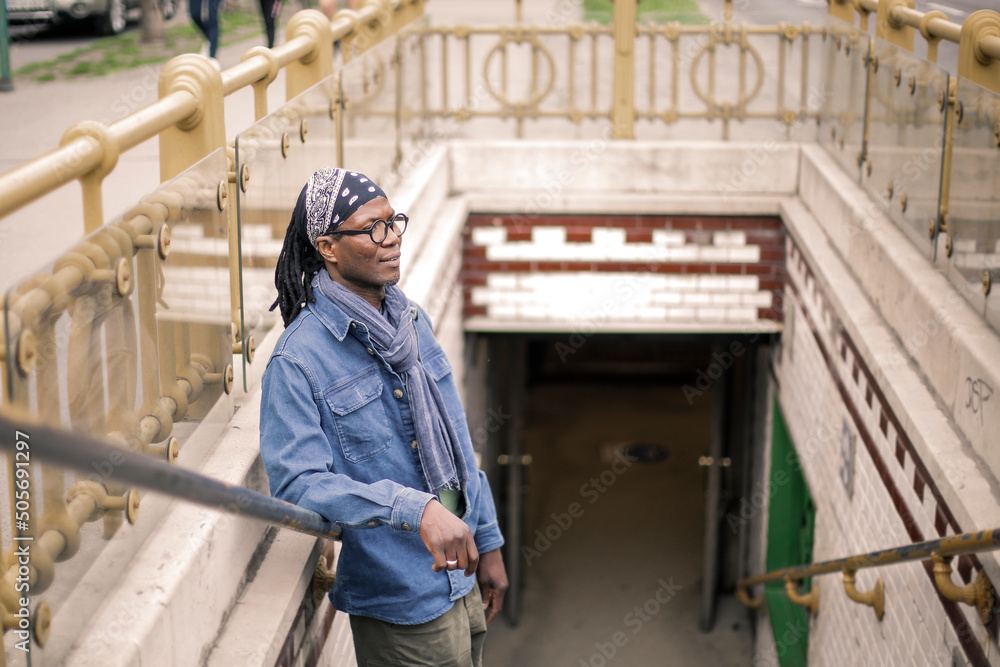 African man is coming out to the subway African man is coming out to the subway