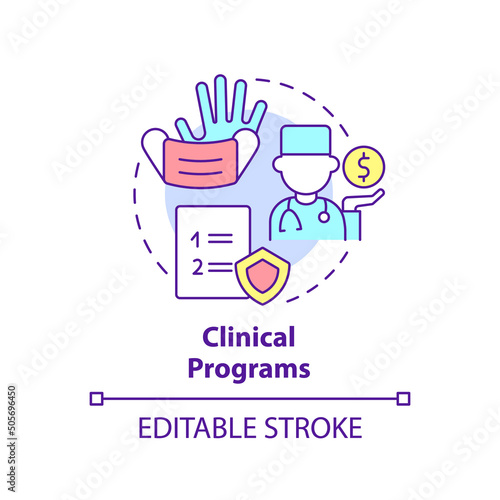 Clinical programs concept icon. Professional help. Medical care service abstract idea thin line illustration. Isolated outline drawing. Editable stroke. Arial, Myriad Pro-Bold fonts used