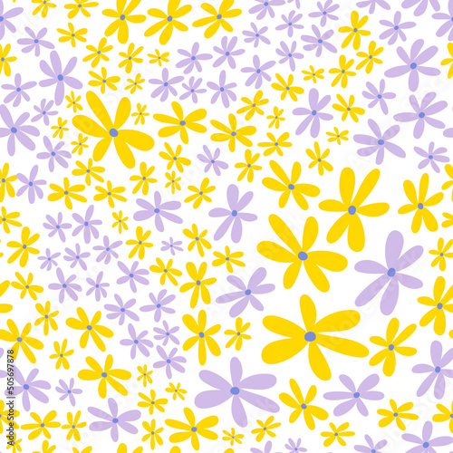 Seamless floral pattern in pastel trendy colors. Floral background. Wallpaper...