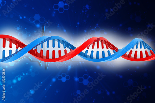 3d illustraction of dna structure in medical abstract background