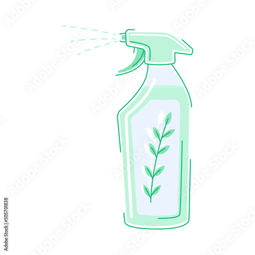 Spray Plastic Bottle with Cleaning Detergent as Domestic Disinfectant for Washing Vector Illustration