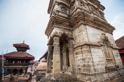 Kathmandu,Nepal - May 10,2022: Bhaktapur Durbar Square is royal palace of the old Bhaktapur Kingdom and it is declares of UNESCO World Heritage Sites. photo