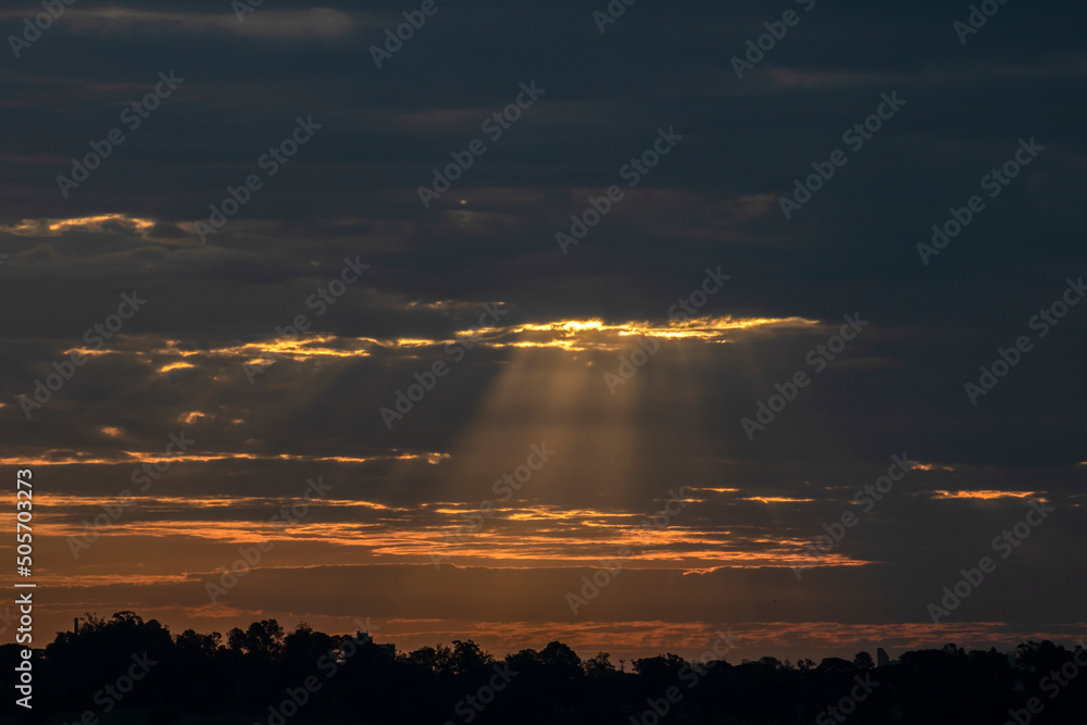 Silhouette of cityscaper buildings during a sunset in Brazil