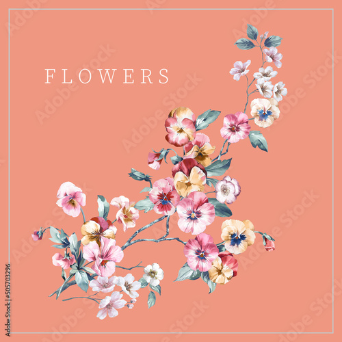 Watercolor flowers illustration