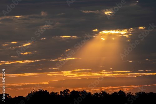 Silhouette of cityscaper buildings during a sunset in Brazil photo