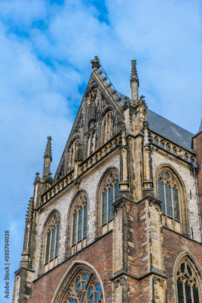Exterior of tower of the Saint Bavo church in Haarlem, Noord-Holland, The Netherlands, Europe