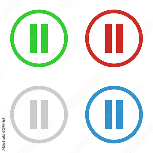 Set of pause button icons on white background. Vector illustration.