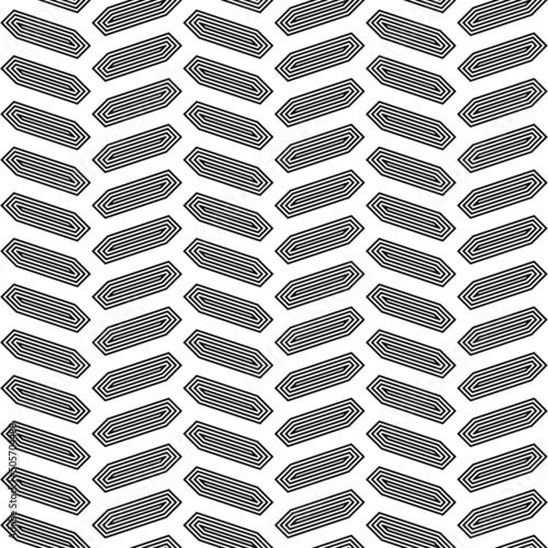 Herringbone motif. Seamless surface pattern design with hexagons tessellation ornament. Mosaic parquet wallpaper. White zigzag weaving lines. Jagged strokes. Digital paper, page fills, print. Vector.