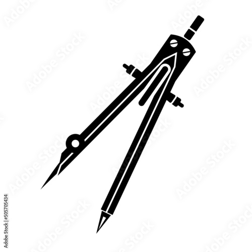 Vector illustration of drawing compass. Making circles. standard drawing tool. Stationery simple style detailed logo vector illustration isolated.