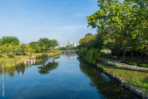 Photography Beautiful morning view of the Kuala Lumpur skyline at Titwangsa Lake Gardens, Ma