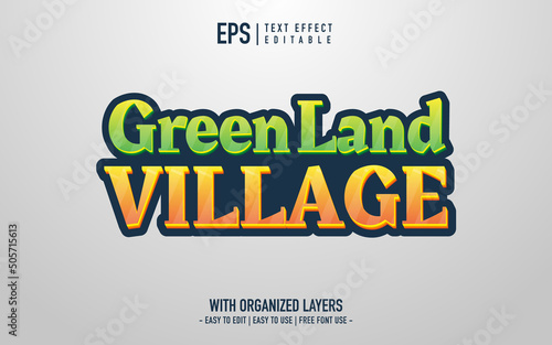 green and orange color text effect in cartoon game title style