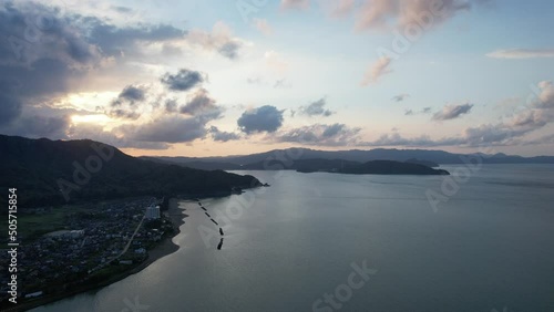 海の京都　由良海岸の夕暮れをドローンで撮影