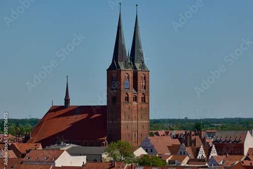 View of St. Marien in Stendal - seen from the medieval city gate Uenglinger Tor. 