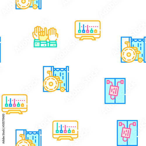 Voting And Elections Collection Vector Seamless Pattern Color Line Illustration