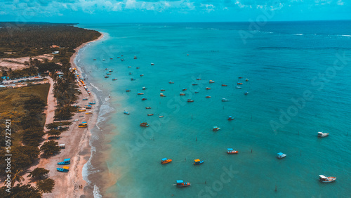São Miguel dos Milagres Costa dos Corais Paisagem Praia Tropical Alagoas Brasil Mar Oceano Barcos Areia Água Coqueiros Litoral Turismo Viagem Viajar Natureza photo