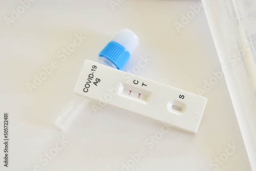 COVID-19 positive test result by using COVID-19 antigen test kit or ATK, rapid test method 